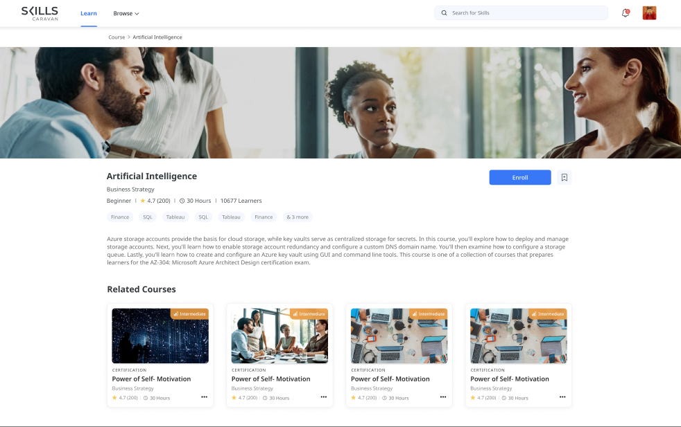screenshot of Skills Caravan LXP